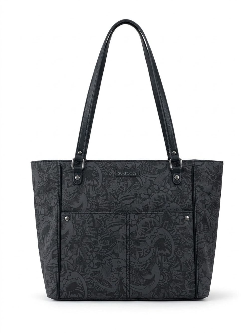 Sakroots Metro Tote in the Black Spirit Desert print - Black & Charcoal EUC